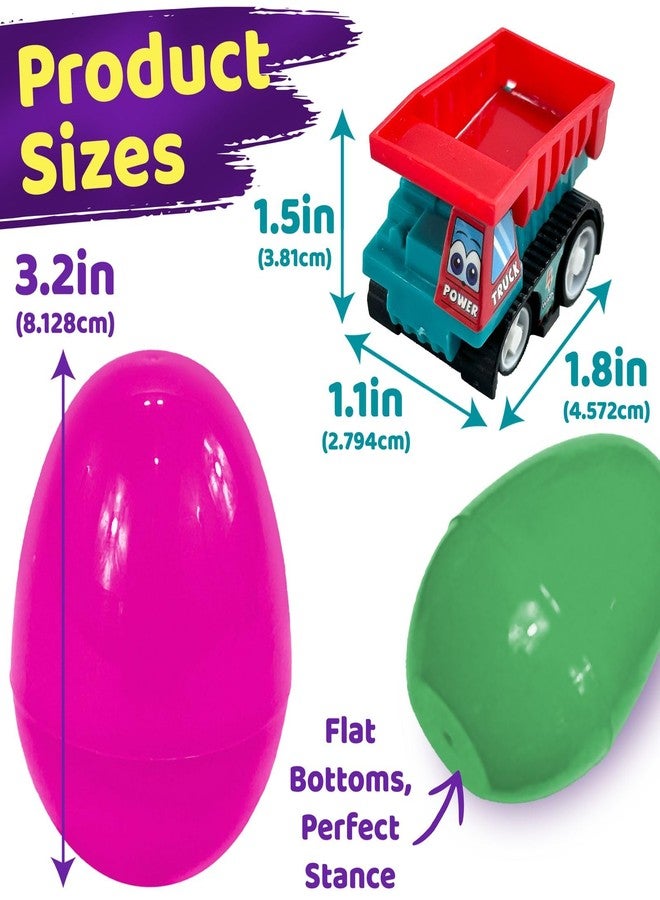 Stargo 8 Pack Colorful Prefilled Easter Eggs with Toys - Construction Engineering Vehicles, Pull-Back Cars, Bright Plastic Easter Eggs Filled, Basket Fillers Egg Hunts, Party Favors, Boys Goodie Bags - Image 2